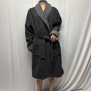 Kirkland Signature Gray Fleece Lined Robe Womens Size XL Tie Front Cozy Lounge